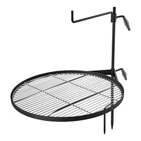 Heavy Duty Swivel Campfire Grill, 24.4" Round Portable Camping Grill Grate, Sturdy Steel BBQ Mesh