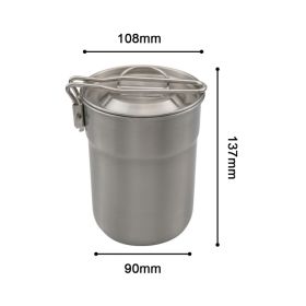Camping Cup Stainless Steel Coffee Mug Portable Cooking Pot 1L With Lid Folding Handle For Camping Picnic Hiking Backpacking (Option: Default)