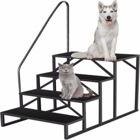 RV Stairs 4 Step Ladder,RV Steps Anti-Slip,Hot Tub Steps With Handrail,660 Lbs RV Ladder For 5th Wheel RV,Mobile Home Stairs (Option: Default)