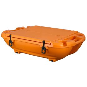 Floating Cooler, 40 QT Floating Ice Chest with Dry Storage & Tow Rope, Premium LLDPE Amphibious Drink Cooler for Water & Land (Color: Orange, Type: Without Wheels)