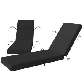 Set Of 2 Chaise Lounge Cushion, 4 Thick Outdoor Lounge Chair Cushions With Ties For Patio, (Option: Gray)