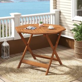 35.5 Inch Solid Wood Patio Dining Table Octagon Table With 1.97 Inch Umbrella Hole (Option: Default)